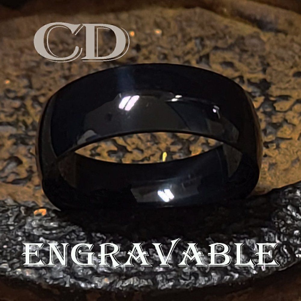 Personalized Engraved Men's Black Promise Ring - Black Promise Ring For Guys